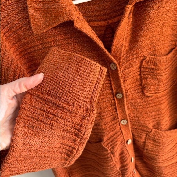 Free People Beach Day Dreaming Button-Up Cardigan - Burnt Orange - Extra Small - Picture 10 of 11